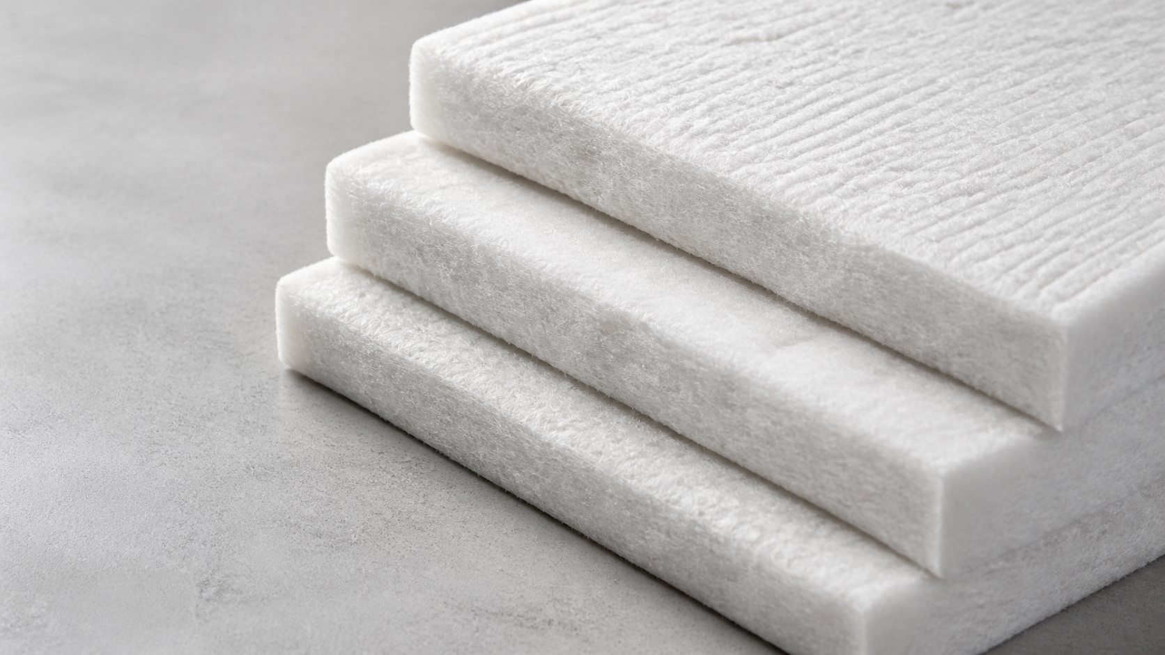 Layered polyester fibre acoustic insulation batt edge