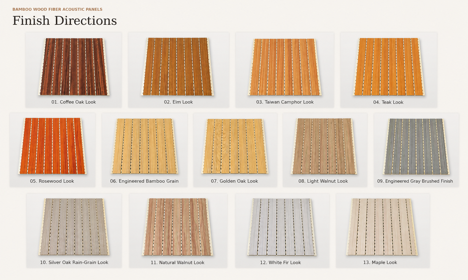 Bamboo wood fiber acoustic panel finish options