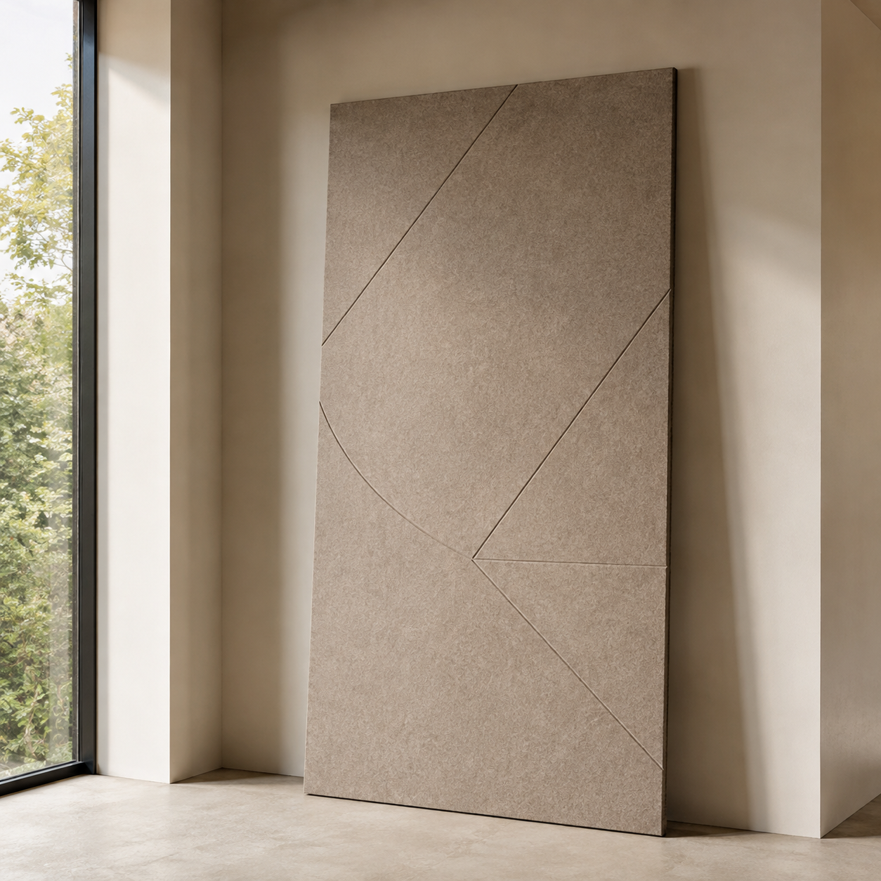 Flat PET acoustic panel in a 1220 × 2440 mm full-sheet format.