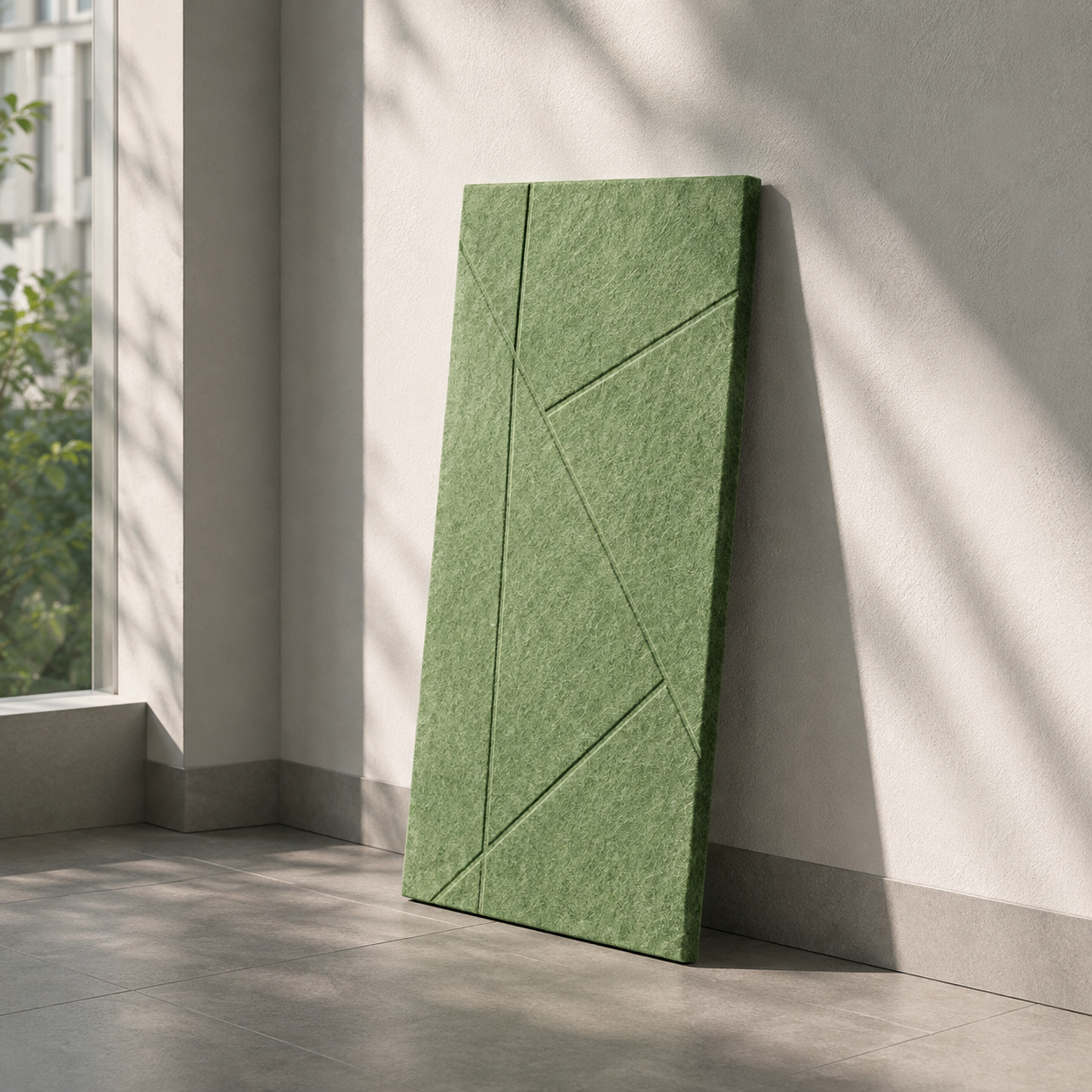 Flat PET acoustic panel in a 300 × 600 mm small-module format.